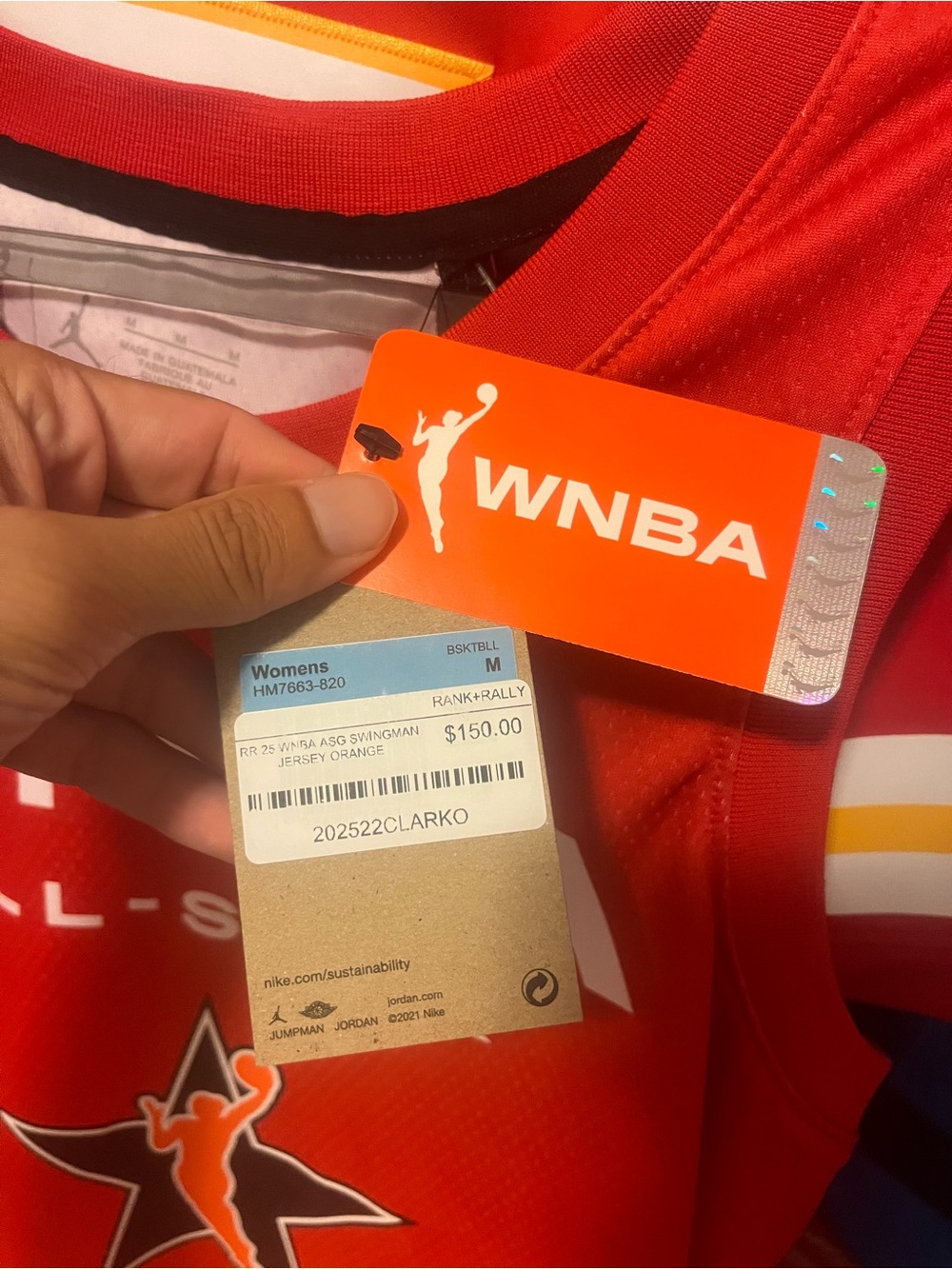 Unisex Caitlin Clark Jordan Brand Orange 2025 WNBA All-Star Game Victory Jersey - Picture 3 of 4